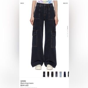 Ganni black angi cargo jeans